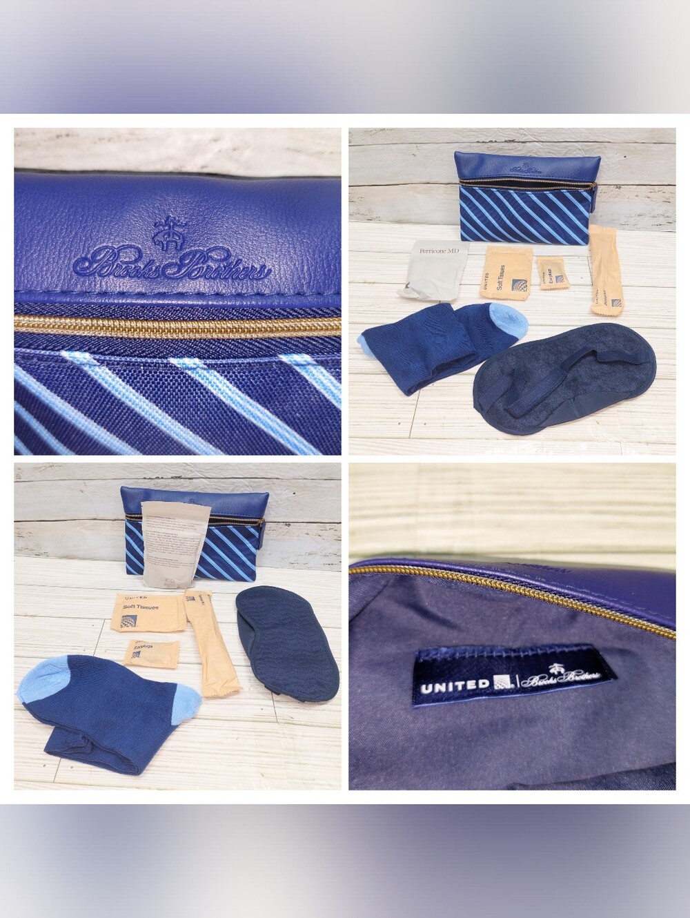 United Airlines Brooks Bros 1stclass Blue Zip Full Ammenity Travel Pouch/Kit New View 5